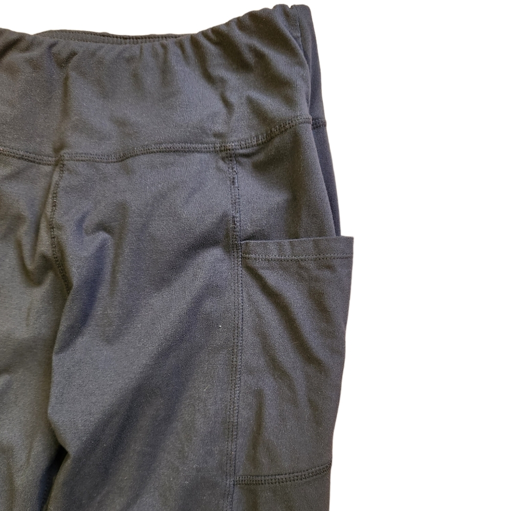Satina Gray Leggings Yoga Pants One Size with Side Pockets 28" Inseam - Picture 3 of 5